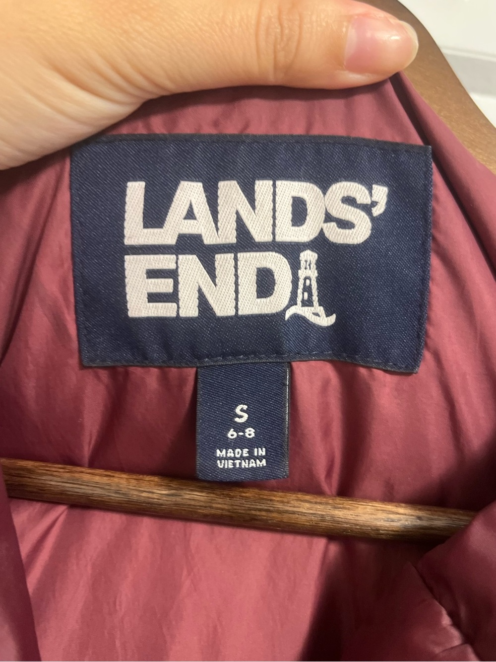 Lands' End Women's Hooded Puffer Coat (Burgundy / Plum) - Picture 3 of 5